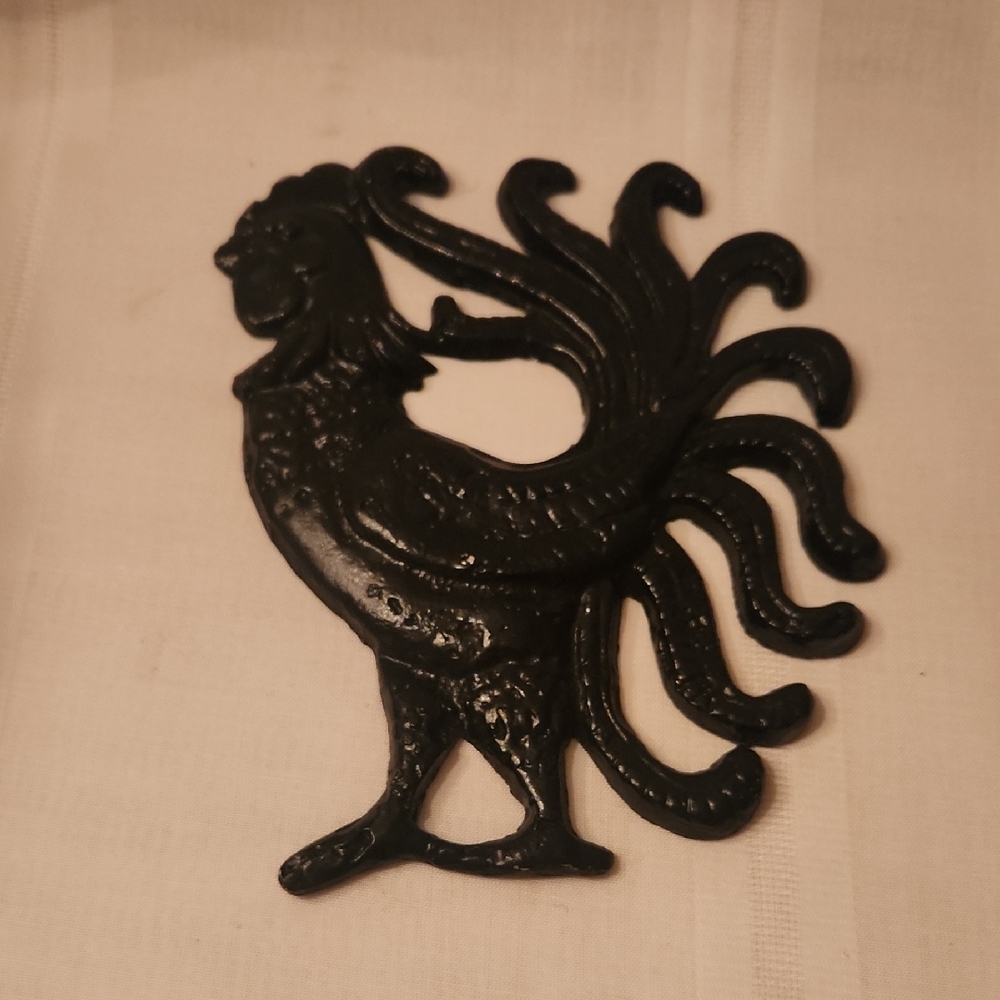 Vintage Black Metal Rooster Wall Art
